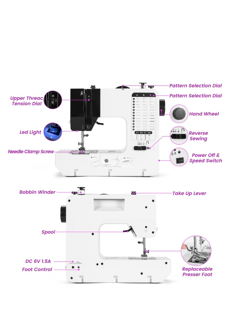 Joshberg Portable Electric Sewing Machine, 38 Stitches Adjustable Speed Speed with Foot Pedal & Sewing Kit  - Image 2