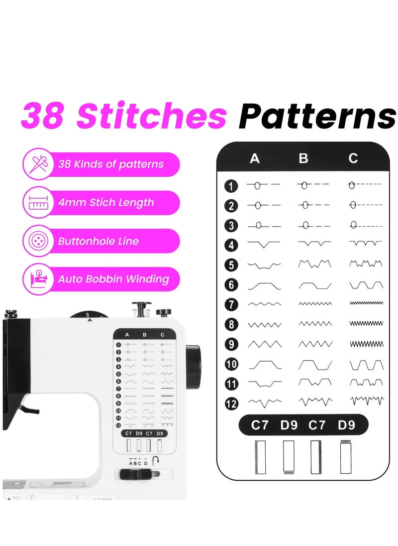 Joshberg Portable Electric Sewing Machine, 38 Stitches Adjustable Speed Speed with Foot Pedal & Sewing Kit  - Image 4