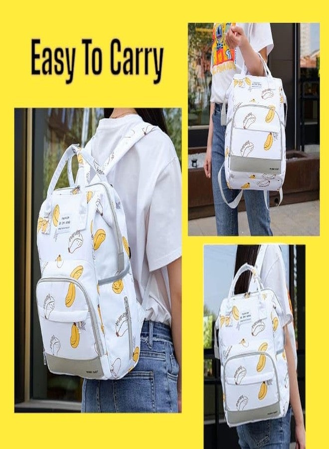 RIANZ CALDOR Baby Diaper Bag Large Backpack For Girls & Boys, Multi-Functional Waterproof, Diaper Pouch With Pacifier Pocket, Stroller Straps, Tissue Bag (White Print) - Image 2