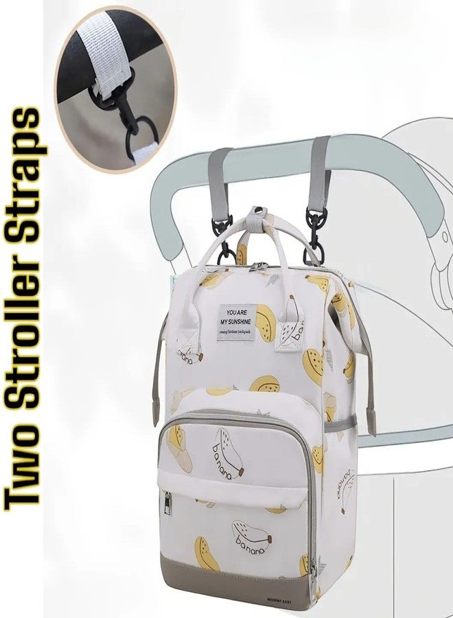 RIANZ CALDOR Baby Diaper Bag Large Backpack For Girls & Boys, Multi-Functional Waterproof, Diaper Pouch With Pacifier Pocket, Stroller Straps, Tissue Bag (White Print) - Image 4