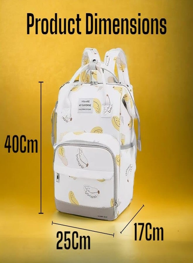 RIANZ CALDOR Baby Diaper Bag Large Backpack For Girls & Boys, Multi-Functional Waterproof, Diaper Pouch With Pacifier Pocket, Stroller Straps, Tissue Bag (White Print) - Image 5