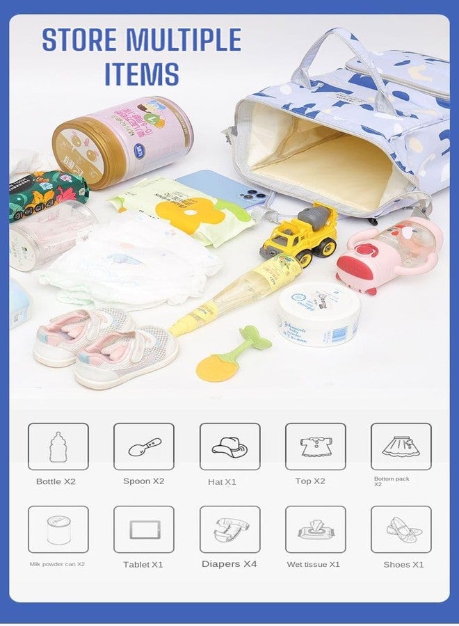 RIANZ CALDOR Baby Diaper Bag Large Backpack For Girls & Boys, Multi-Functional Waterproof, Diaper Pouch With Pacifier Pocket, Stroller Straps, Tissue Bag (White Print) - Image 3