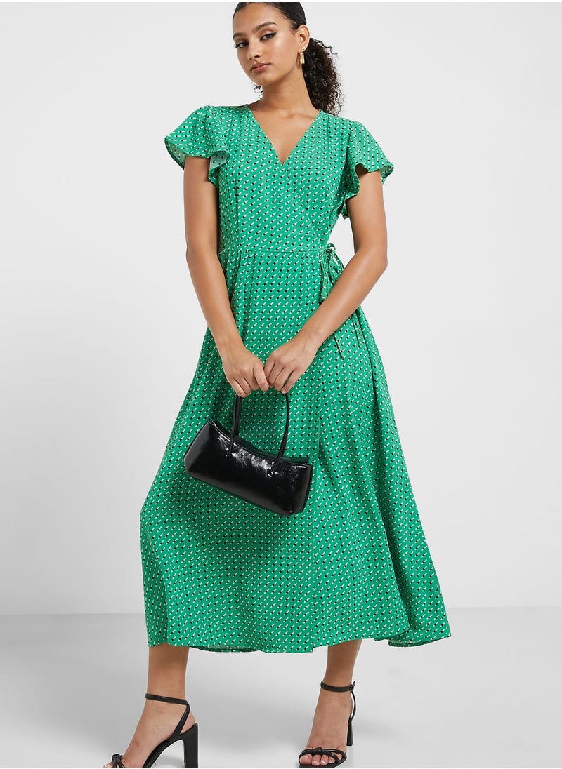 ONLY - Surplice Neck Ruffle Sleeve Dress - Image 1