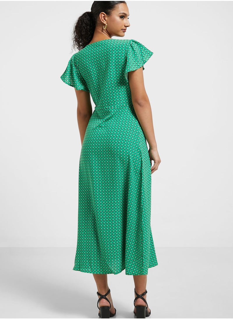 ONLY - Surplice Neck Ruffle Sleeve Dress - Image 1