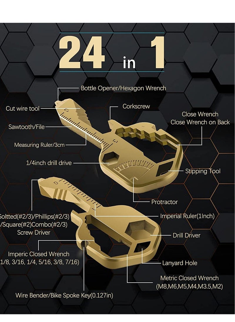 Excefore - Multifunction Tool, Keychain Multitool, 24 in 1 Key Tool, Portable Key Shaped Pocket Tools, Hand Tools Repair Gadgets Ruler, Bottle Opener, Drill Drive, Screwdriver, Hex Wrench - Image 1