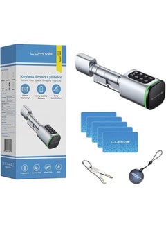 LUMIVE Lumive Smart Door Lock, Keypad Door Lock, Bluetooth App Unlock,2 Keys,5 RFID Cards,Fixed Cylinder, Silver [Battery Included] (70mm Smart Cylinder)  - Image 1