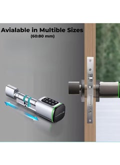 LUMIVE Lumive Smart Door Lock, Keypad Door Lock, Bluetooth App Unlock,2 Keys,5 RFID Cards,Fixed Cylinder, Silver [Battery Included] (70mm Smart Cylinder)  - Image 2