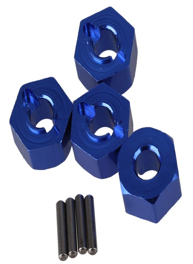 Mxfans 4pcs 12mm Wheel Hex w/Pins Al. Upgrade Mount Wheel Hex Hub Dark Blue Replacement for TRAXXAS Slash 4x4 & Replacement for HQ727 RC Short Truck - Image 1