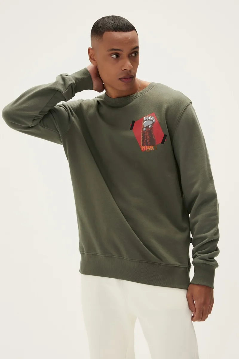 باد بير Here Crewneck Green Men's Sweatshirt 22.02.12.016-C123