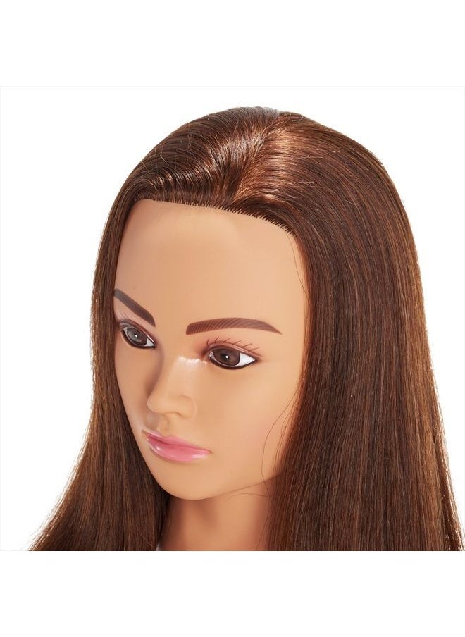 Hairingrid - Mannequin Head 20"-22" 100% Human Hair Hairdresser Cosmetology Mannequin Manikin Training Head Hair and Free Clamp Holder (1906LB0414) - Image 1