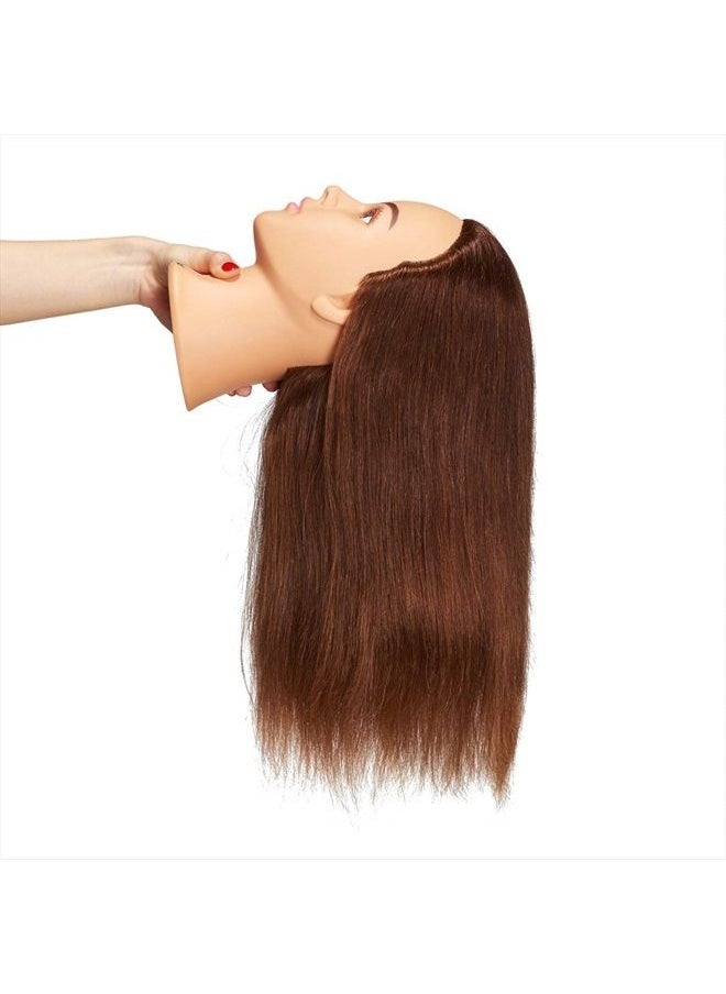 Hairingrid - Mannequin Head 20"-22" 100% Human Hair Hairdresser Cosmetology Mannequin Manikin Training Head Hair and Free Clamp Holder (1906LB0414) - Image 1