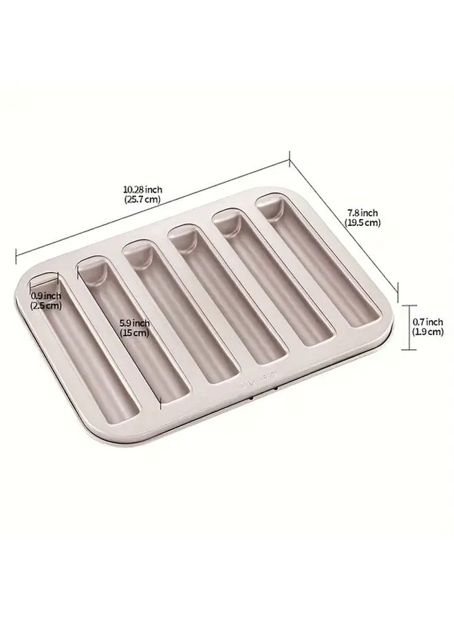 1pc Non Stick Carbon Steel Pan With 6 Chamber Rack For Bread Pastry - Image 2