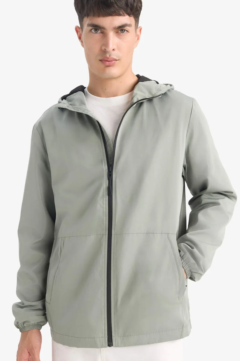 Slim Fit Hooded Zippered Waterproof Jacket