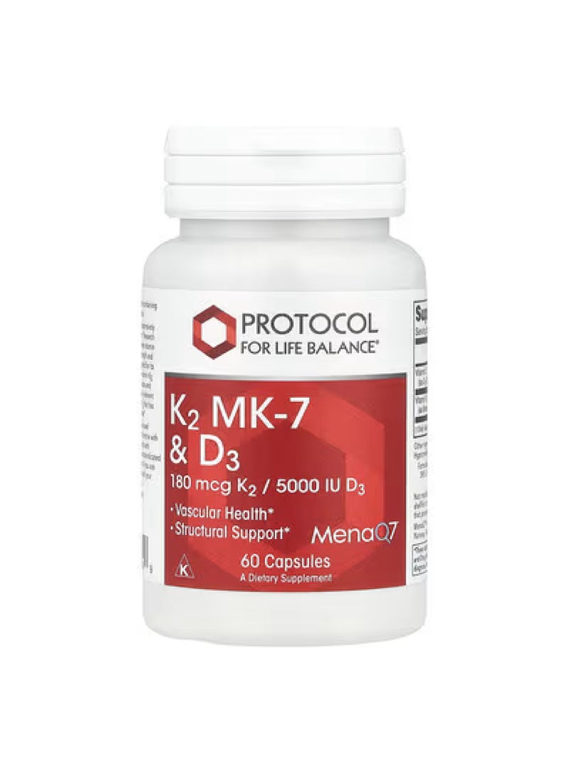 K2 MK-7 و D3، 60 كبسولة