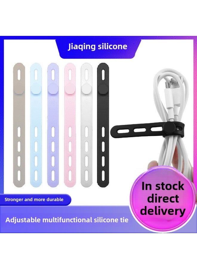 Loquat Multifunctional Silicone Cable Tie Adjustable Cable Data Cable Anti-loss Strap Desktop Storage Cord Winder-Color:Violet - Image 1