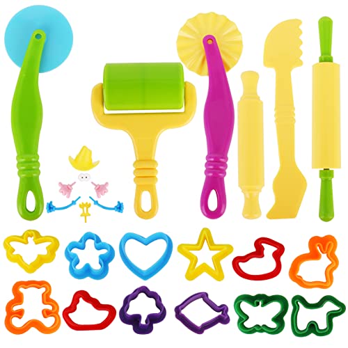 Inxens Dough Tools Set for Kids Ages 2-4, 25pc Creative Play Accessories with Molds and Cutters, Non-Toxic Modeling Clay Toys for Toddlers Sensory Activities - Image 1