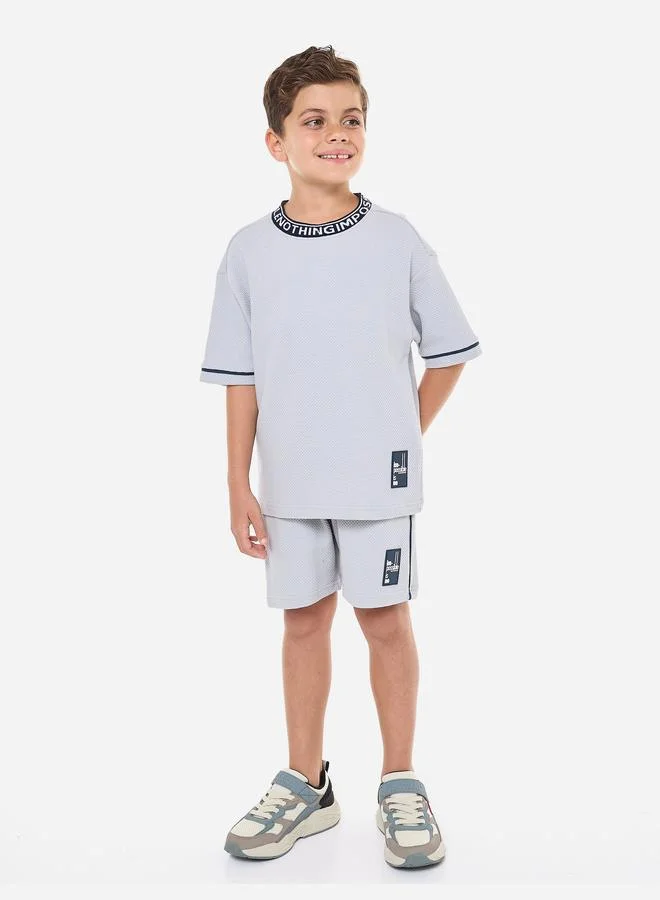victor and jane Victor And Jane Blue Cotton Short Sleeve T-Shirt and Shorts Set