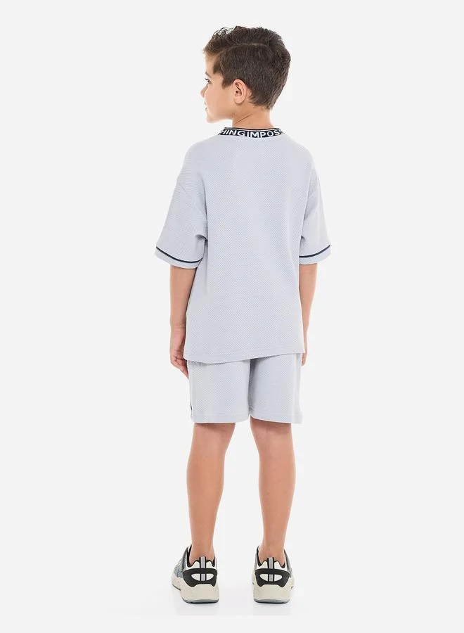 victor and jane Victor And Jane Blue Cotton Short Sleeve T-Shirt and Shorts Set