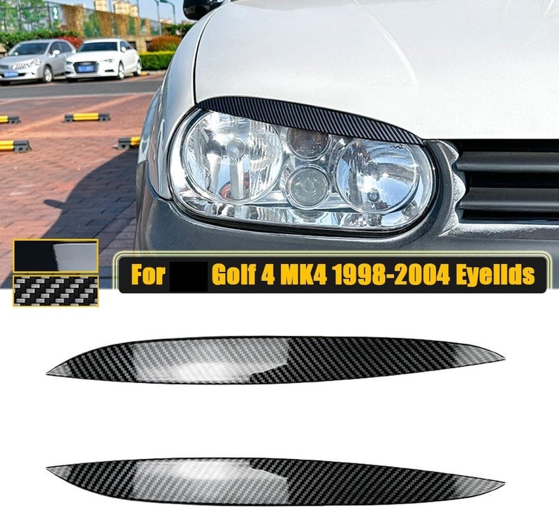 Vuzmode Carbon Fiber Look Headlight Eyelids for VW Golf MK4 - Image 2