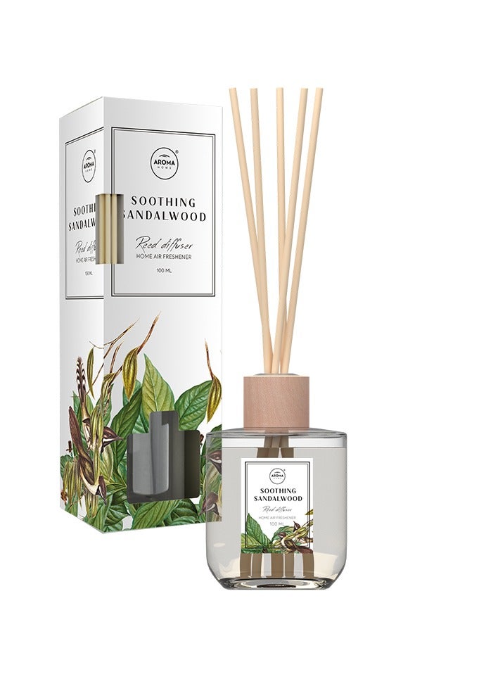 Aroma Home Soothing Sandalwood Reed Diffuser, Home Air Freshener, 100 ml, Made in Poland