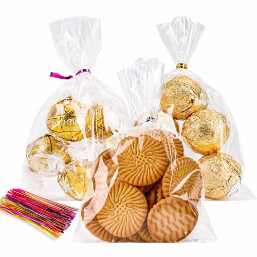 LOKQING LOKIQNG Cellophane Bags Plastic Treat Bag Clear Cookie Candy Bags with Twist Ties for Party Favor Bag100PACK4x6inch - Image 2
