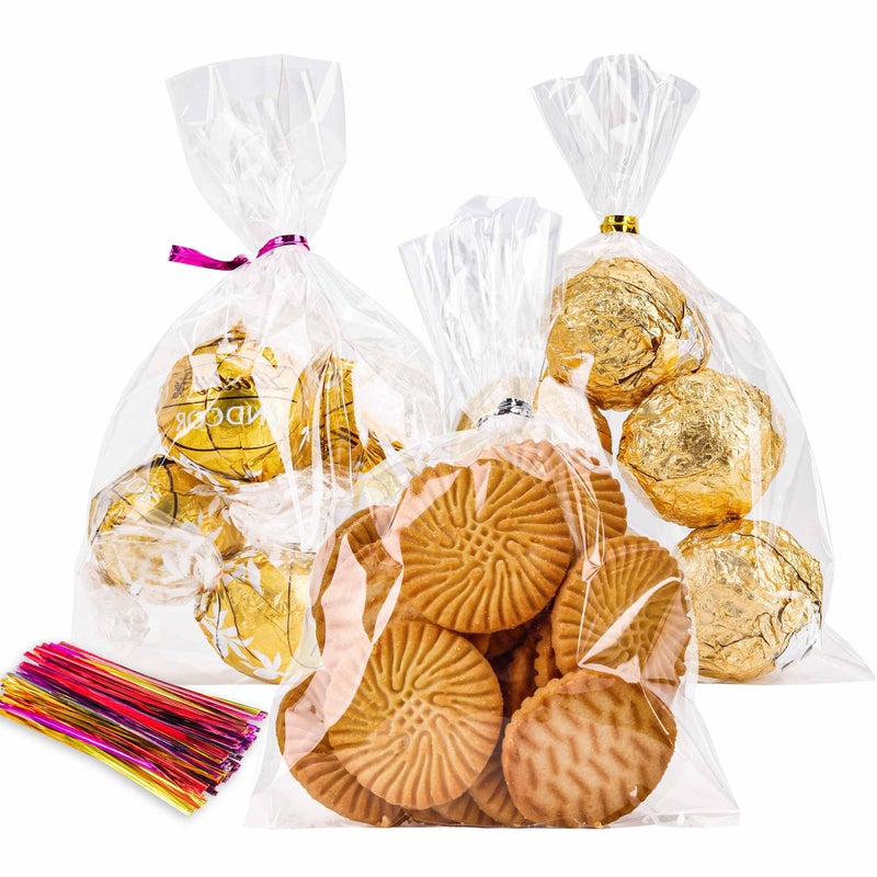 LOKQING LOKIQNG Cellophane Bags Plastic Treat Bag Clear Cookie Candy Bags with Twist Ties for Party Favor Bag100PACK4x6inch - Image 3