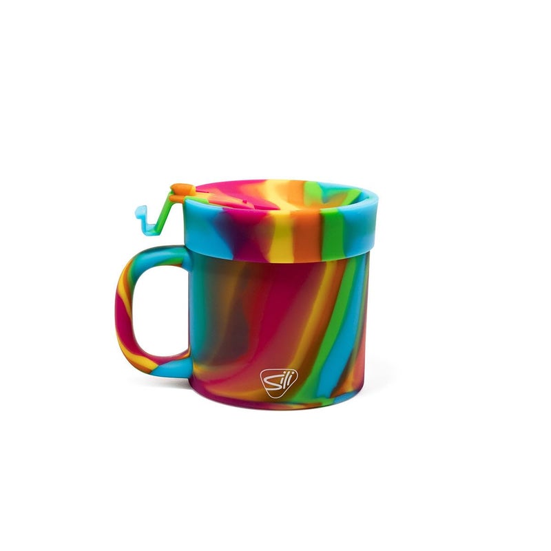 Silipint 16oz Silicone Coffee Mug Tumbler with Flip Lid â€“ Unbreakable Dishwasher Safe Microwave Oven & Freezer Compatible â€“ Non-Toxic Reusable Cup for Hot Coffee Tea or Cold Drinks (Hippie Hops) - Image 1