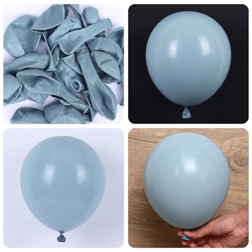 RUBFAC 129pcs Dusty Blue Balloons Different Sizes 18 12 10 5 Inch Latex Haze Blue Balloon Garland Arch for Party Decoration Birthday Wedding Engagements Anniversary Baby Shower Party Supplies - Image 3