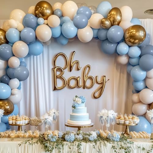 RUBFAC 129pcs Dusty Blue Balloons Different Sizes 18 12 10 5 Inch Latex Haze Blue Balloon Garland Arch for Party Decoration Birthday Wedding Engagements Anniversary Baby Shower Party Supplies - Image 4