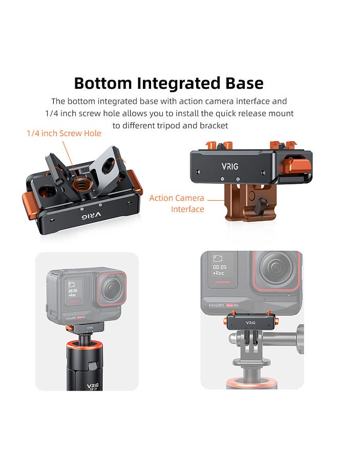 VRIG - AC07 Sports Camera Quick Release Mount Magnetic Adapter Mount Aluminum Alloy with 1/4 Inch Screw QR Plate for Insta360 Ace/Ace Pro/ONE X3/ONE X2/GoPro Hero 12 Pro - Image 1