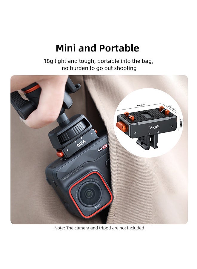 VRIG - AC07 Sports Camera Quick Release Mount Magnetic Adapter Mount Aluminum Alloy with 1/4 Inch Screw QR Plate for Insta360 Ace/Ace Pro/ONE X3/ONE X2/GoPro Hero 12 Pro - Image 1