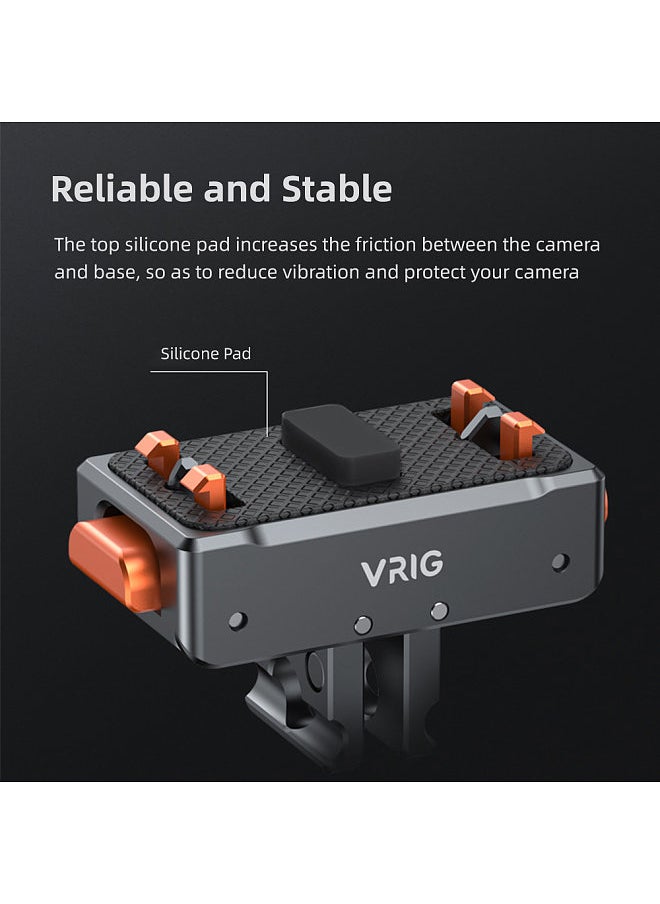 VRIG - AC07 Sports Camera Quick Release Mount Magnetic Adapter Mount Aluminum Alloy with 1/4 Inch Screw QR Plate for Insta360 Ace/Ace Pro/ONE X3/ONE X2/GoPro Hero 12 Pro - Image 1