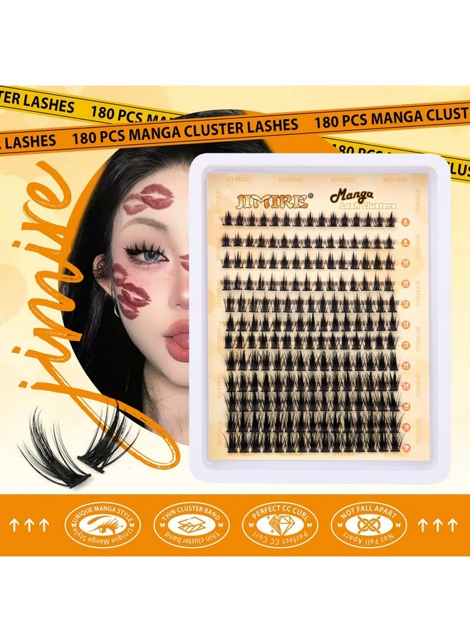 جيمير مجموعة رموش جيمير ويسبي كلسترز، 180 قطعة، رموش أنمي، رموش مانجا، رموش مجعدة على شكل حرف D، مظهر طبيعي، 8-16 مم، مجموعة رموش فردية - Image 4