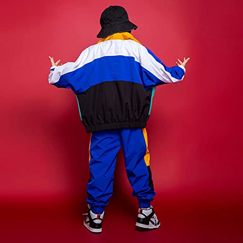 LOLANTA Boys' Girls' Color Block Jacket Track Pants Sets Dance Outfits Sportswear Unisex (6-7, blue) - Image 3