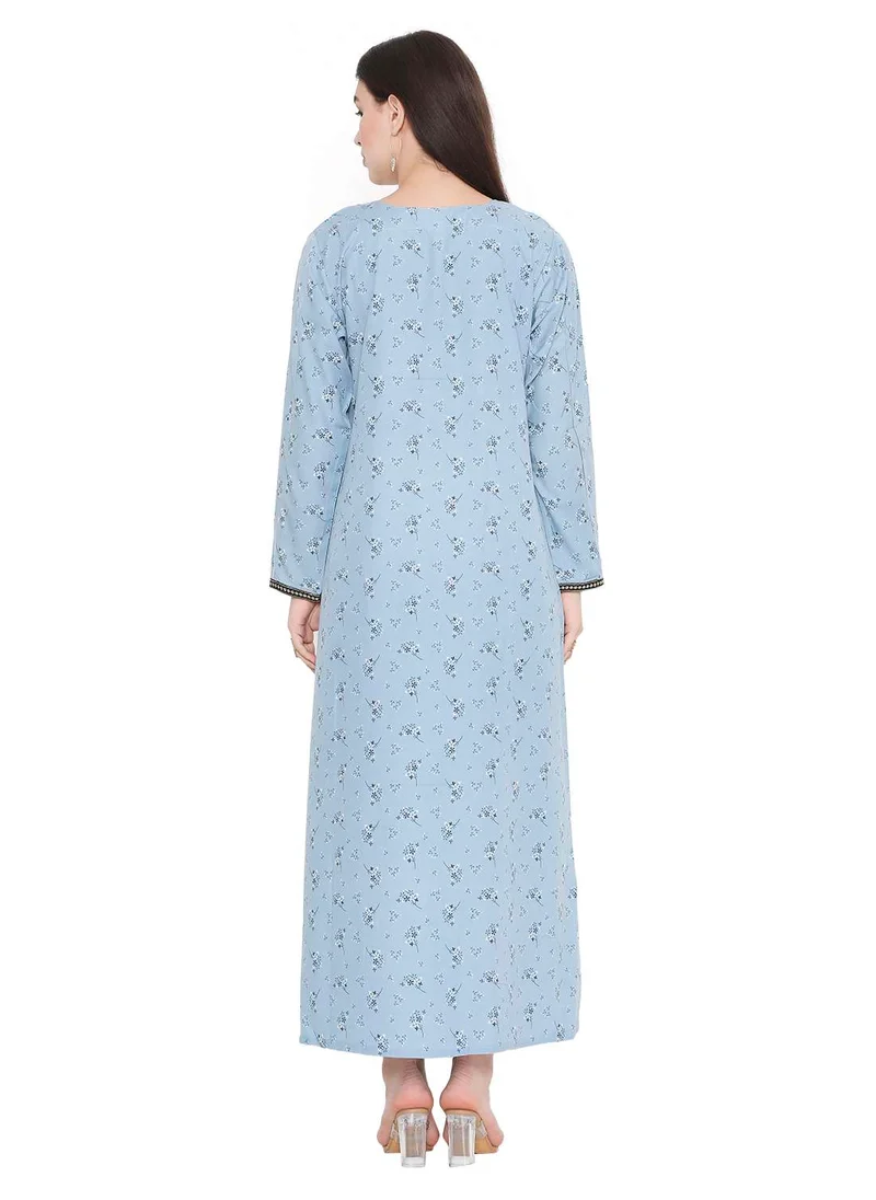 HANA & SARA MODEST WEAR WITH PRINTED AND EMBROIDERED LONG ARABIC KAFTAN JALABIYA DRESS