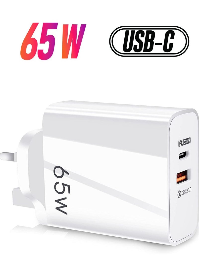 ELTRAZONE USB C Plug,Charger Type C 65W USB C Fast iphone Charger,PD3.0 Type C Super Fast Charger Wall Plug,Dual Port USB Plug Charger for iPhone, Cell Phones, Mobile Power Bank,iPad,Tablets, Headphones,etc - Image 1