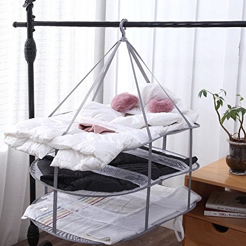 Looca 3-Tier Folded Mesh Clothes Hanging Dryer Sweater Drying Rack 30.3"" L * 24.5"" W*30.7"" H - Image 2