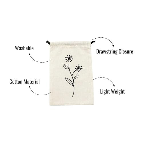 IVILLAGE Drawstring Cotton Storage Potli Pouches with Floral Design For Small Jewelries, Money, Paper Notes, Return Gift Bags, Shagun Bags, Off White - Pack of 20 - Image 4