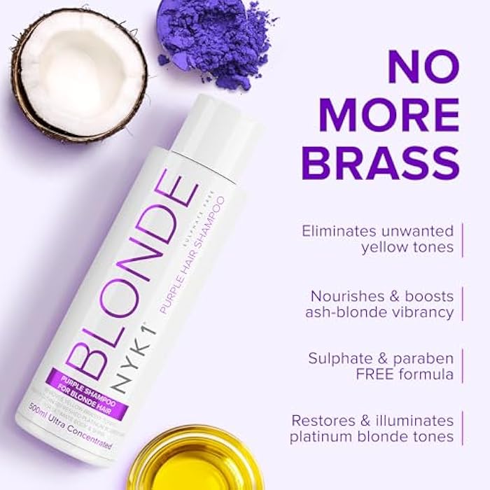 NYK1 Purple Conditioner for Blonde Hair (500ml) SULFATE FREE Silver Conditioner to Neutralize Bleached, Grey & Brassy Yellow Tones – Moisturizing Platinum Blonde Conditioners For Soft & Shiny Hair - Image 4