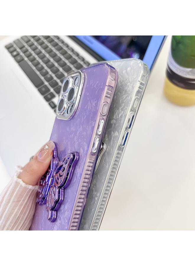 S-TOP Case For iPhone 16 Pro Plating Glitter Lens Film Texture Butterfly Holder Wristband Phone Case - Image 5