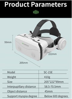 في آر شينيكون G15E VR نظارات IMAX 3D أفلام الواقع الافتراضي نظارات الواقع الافتراضي Google Cardboard Box VR خوذة للهاتف 4.7-7 بوصة، تدعم عصا التحكم في الألعاب (أسود)  - Image 3