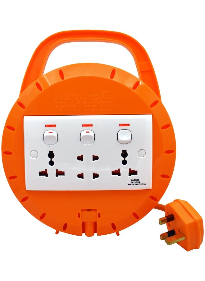 KADRIS Heavy Duty 4 way Socket Extension Reel Cassette Cable Lead with 5 Mtr cable length, ESMA approved  - Image 4