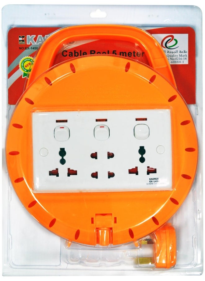 KADRIS Heavy Duty 4 way Socket Extension Reel Cassette Cable Lead with 5 Mtr cable length, ESMA approved  - Image 2