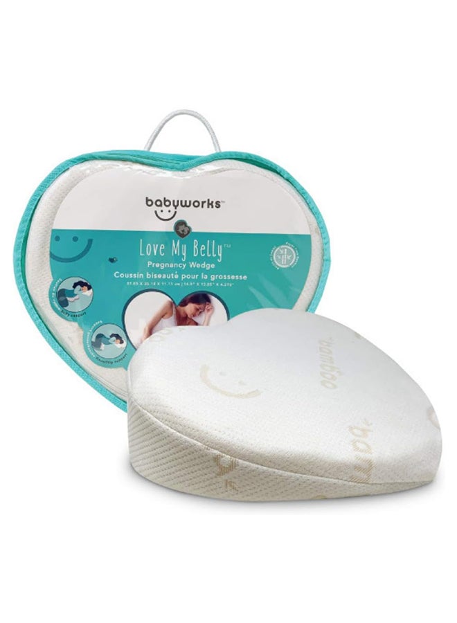 Babyworks Heart Shaped Pregnancy Wedge Pillow, Maternity Support for Belly, Back and Knees, Pregnancy Body Pillow - Includes Removable and Washable Cover