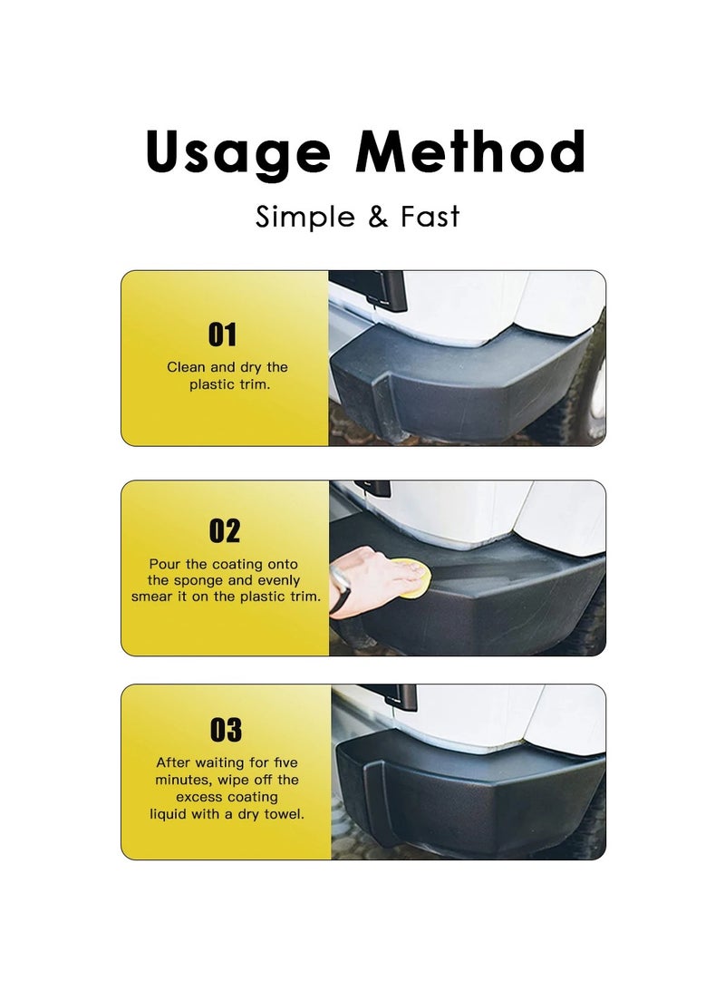 GETSUN Long Lasting Plastic Parts Polish Refurbishing Agent for Car Exterior, Restores Faded Plastic Trim Easy Application 100ml G-1123 - Image 4