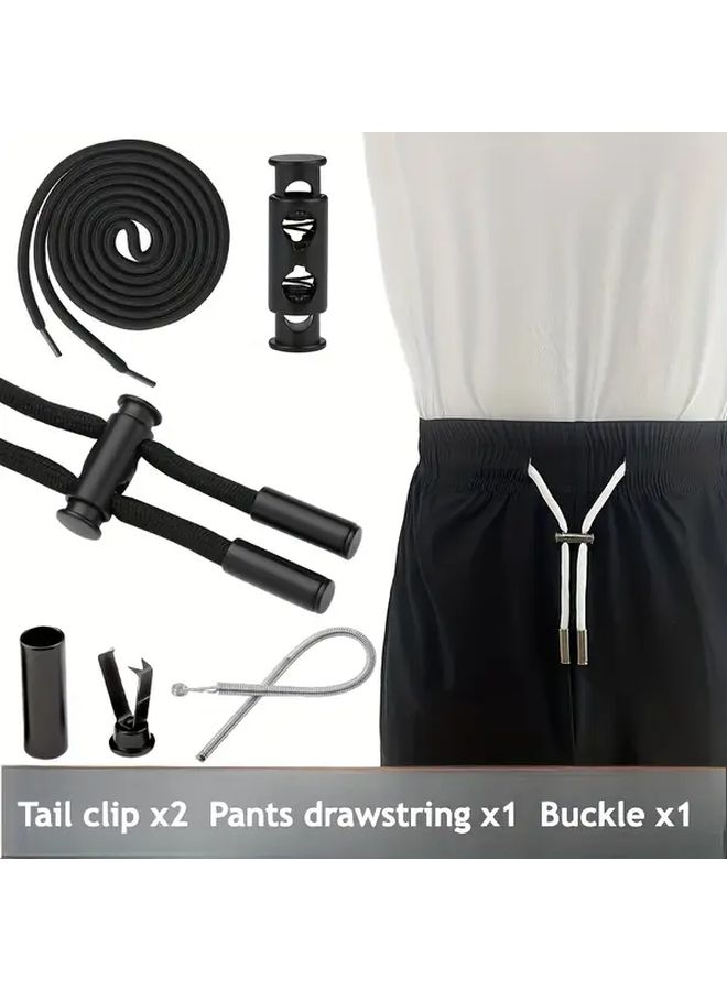 Silver Cylindrical Buckle Set No Tie Design Durable For Pants And Shoes - Image 1