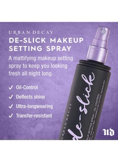 Urban Decay بخاخ تثبيت المكياج غير اللامع من De Slick Oil Control بحجم مناسب للسفر يتحكم في الزيوت ويحافظ على المكياج ثابتًا في مكانه، رذاذ وجه دقيق خالٍ من الزيوت، 1.0 أونصة سائلة  - Image 3