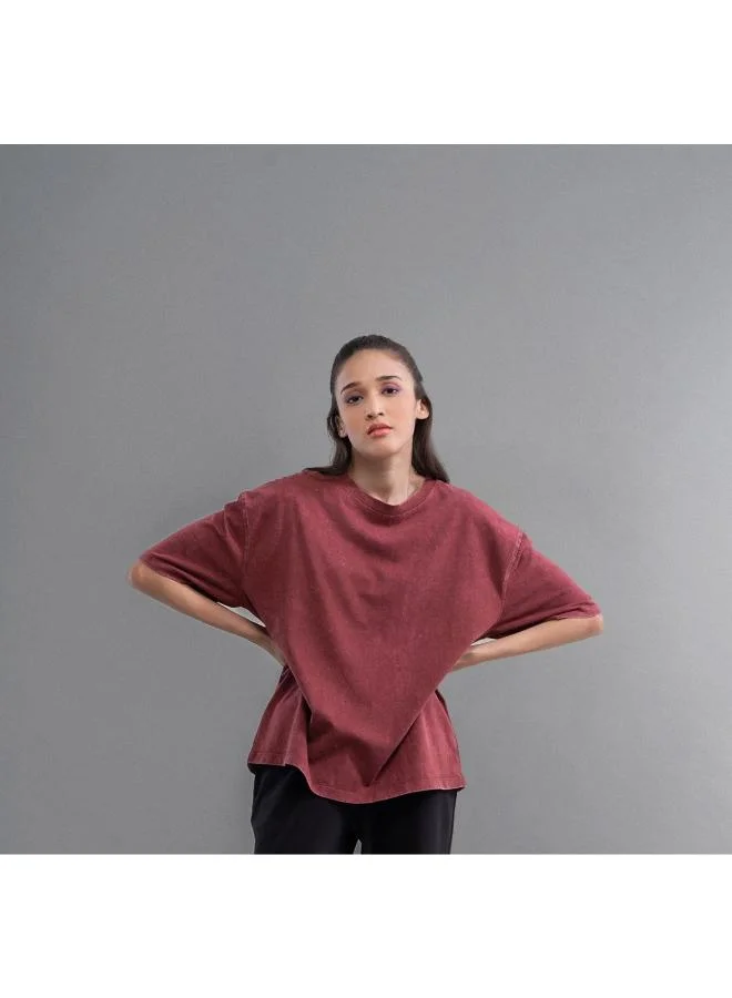 نسيسيرا Burgundy Acid Wash Unisex T-Shirt