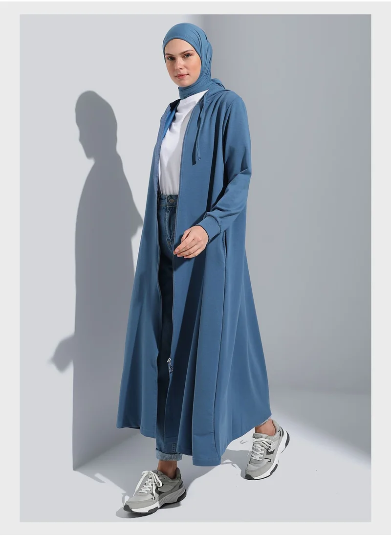 Benin by modanisa Zip Through Long Line Coat