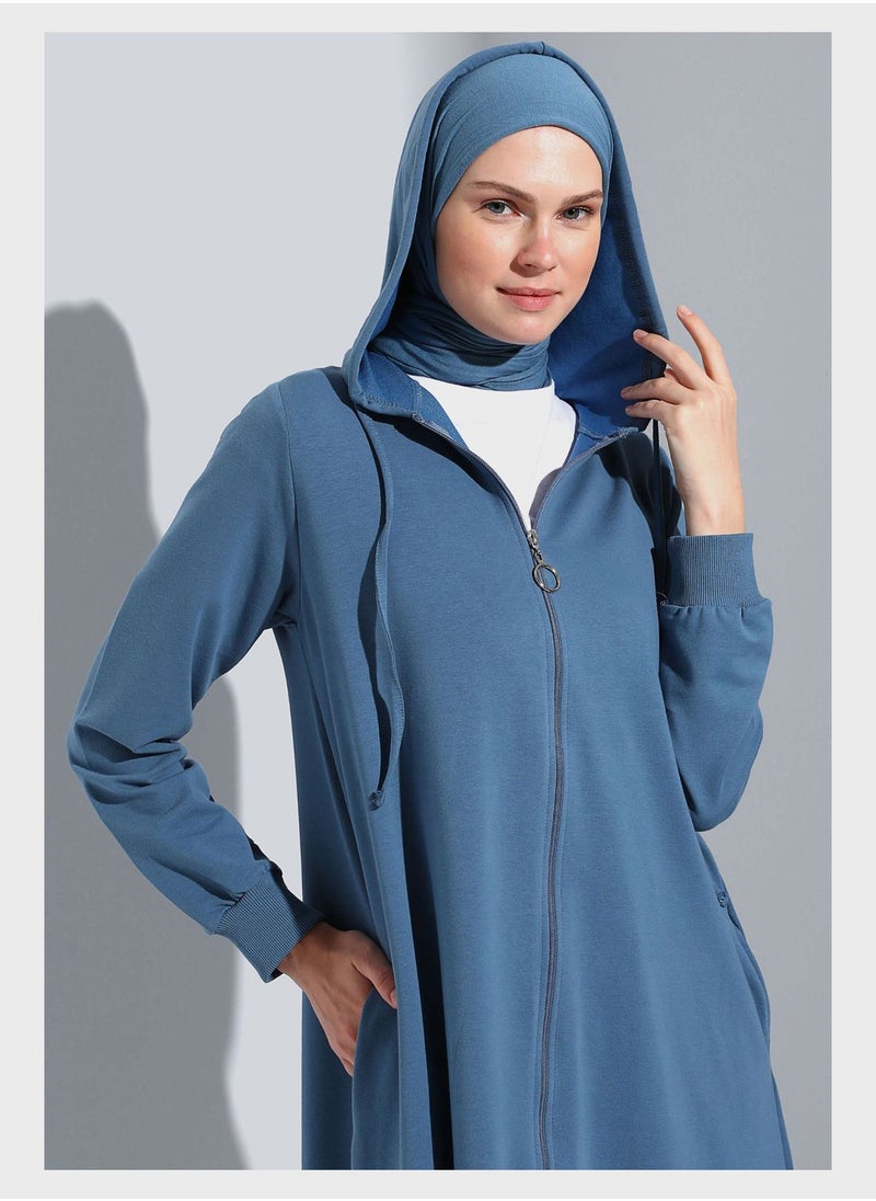 Benin by modanisa - Zip Through Long Line Coat - Image 1